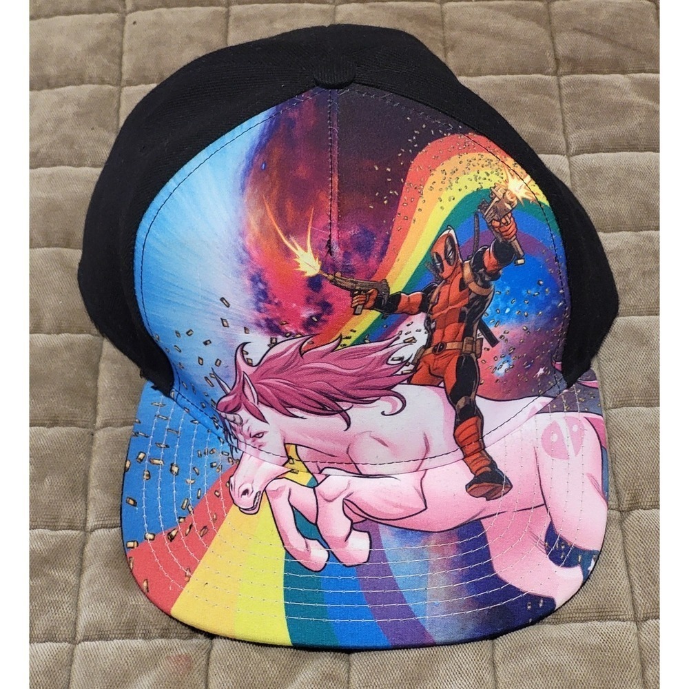 Marvel Studios Deadpool Rainbow Unicorn Snapback Adjustable Hat Cap